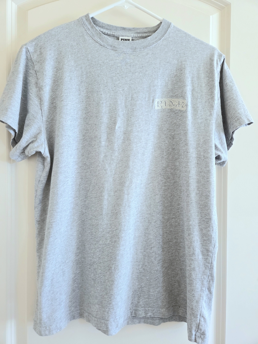 PINK Victoria's Secret Light Gray Short Sleeve Crewneck Tee XS